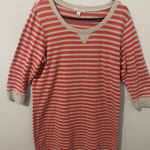 Banana Republic Coral and Cream Striped Blouse